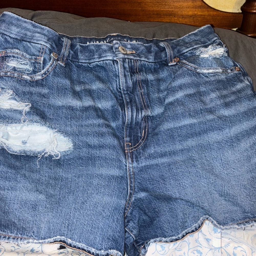 Distressed Blue Denim Shorts